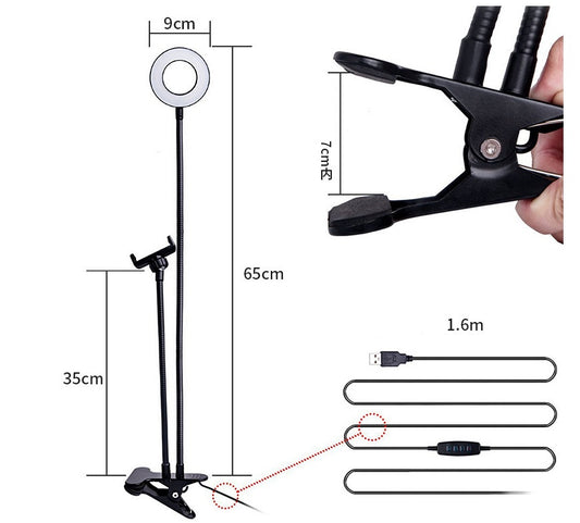 LED Selfie Ring Light for Live Adjustable Makeup Light-8cm Stand - Galaxyoon Technology
